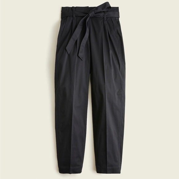 NWT J. Crew Tie-waist tapered lightweight chino pant Size 4 Black - Picture 1 of 4